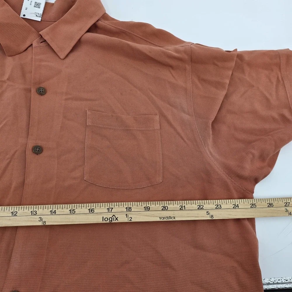 Tommy Bahama Embroidered Island Riders Not A Gang Size XL Silk Orange Button Up